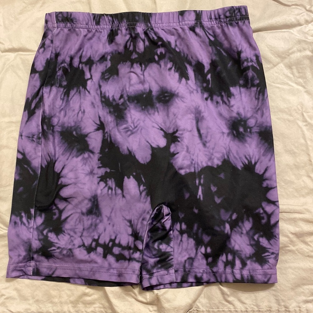 SHEIN PURPLE TIE DYE SPANDEX SHORTS